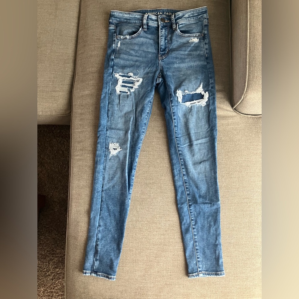 American Eagle Outfitters Ripped Blue Skinny Jeans